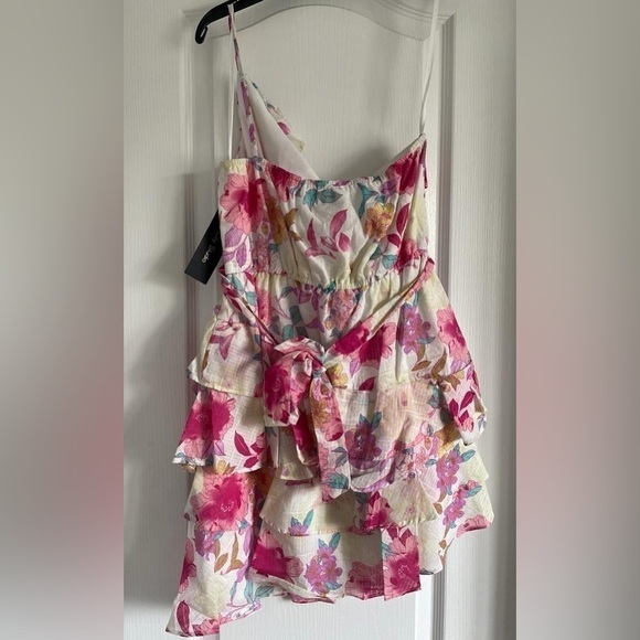 NWT City Studio One Shoulder Ruffled Dress in Ivy Pink - Picture 6 of 10